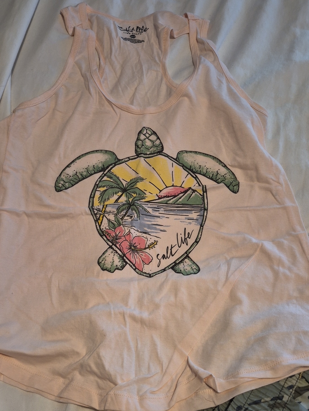 Salt Life Pale Pink Turtle Graphic Tank Top
